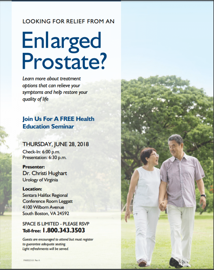 Looking for Relief from an Enlarged Prostate? Join Dr. Christi Hughart for a Free Seminar on June 28th. RSVP Today!