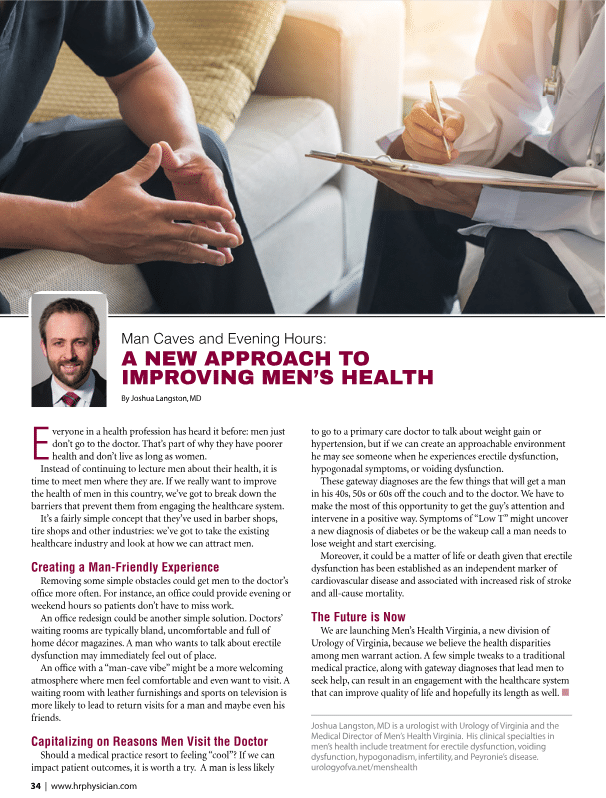 Urology of Virginia's Own Dr. Langston Featured in Hampton Roads Physician's Magazine Urology of Virginia's Own Dr. Langston Featured in Hampton Roads Physician's Magazine