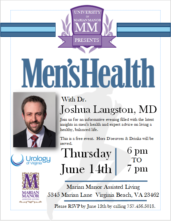 Dr. Langston of Urology of Virginia to Address the Community on Men’s Health Issues Dr. Langston of Urology of Virginia to Address the Community on Men’s Health Issues