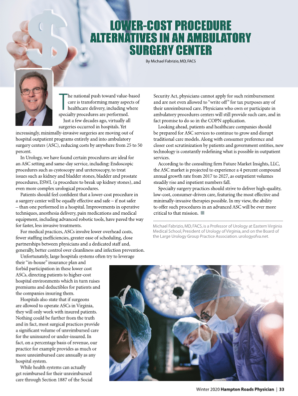 Lower-Cost Procedure Alternatives In An Ambulatory Surgery Center